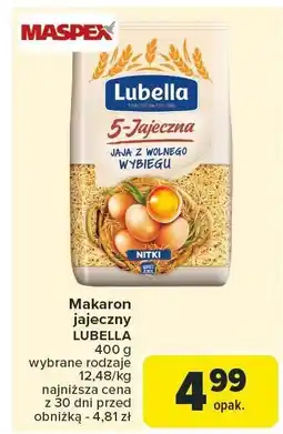 Carrefour Makaron jajeczny LUBELLA różne rodzaje oferta