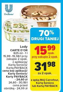Carrefour Market Lody CARTE D'OR różne rodzaje oferta