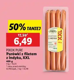 Lidl Parówki z filetem z indyka XXL PIKOK PURE oferta