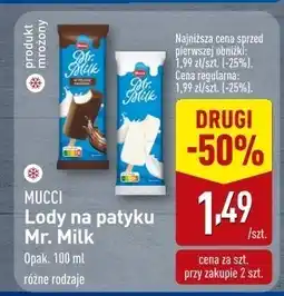 ALDI Lody na patyku Mr. Milk różne rodzaje Mucci oferta