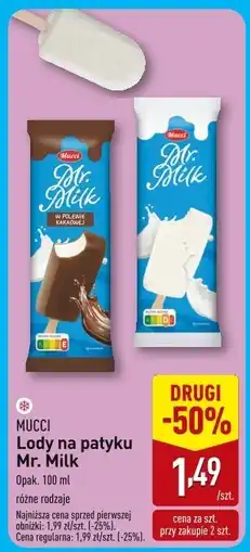 ALDI Lody na patyku Mr. Milk różne rodzaje Mucci oferta