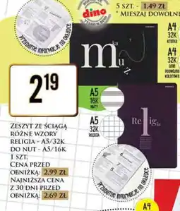 Dino ZESZYT ZE ŚCIĄGĄ RÓŻNE WZORY RELIGIA - A5/32K DO NUT - A5/16K 1 SZT oferta