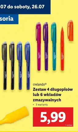 Lidl Crelando Zestaw długopisów lub wkładów zmazywalnych oferta