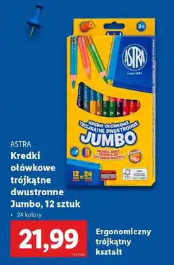 Lidl ASTRA Kredki ołówkowe trójkątne dwustronne Jumbo oferta