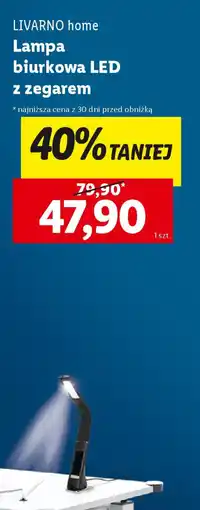 Lidl LIVARNO home Lampa biurkowa LED z zegarem oferta