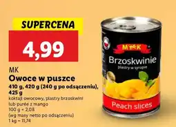 Lidl Owoce w puszce koktajl owocowy, plastry brzoskwini, puree z mango MK oferta