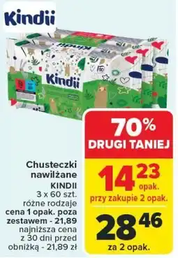 Carrefour Chusteczki nawilżane KINDII 3x60 szt oferta