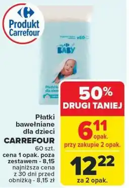 Carrefour Płatki bawełniane dla dzieci 60 szt oferta
