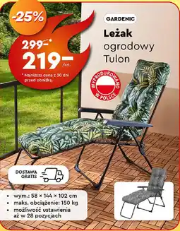 Biedronka GARDENIC Leżak ogrodowy Tulon oferta