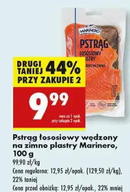 Biedronka Pstrąg łososiowy wędzony na zimno plastry Marinero oferta