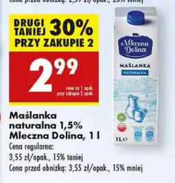 Biedronka Maślanka naturalna 1,5% Mleczna Dolina oferta