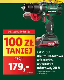 Lidl PARKSIDE Akumulatorowa wiertarko-wkrętarka udarowa, 20 V oferta