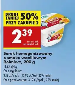 Biedronka Serek homogenizowany o smaku waniliowym Rolmlecz , 200 g oferta