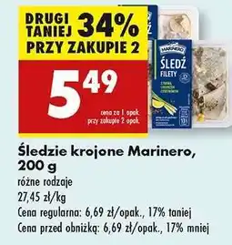 Biedronka Śledzie krojone Marinero 200 g oferta