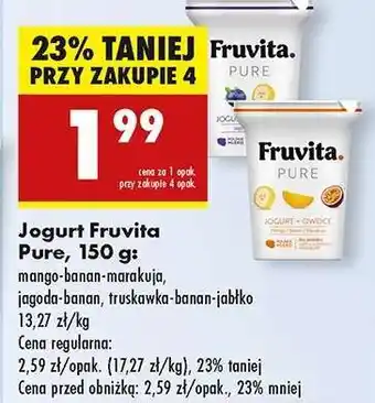 Biedronka Jogurt Fruvita Pure 150 g oferta