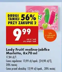 Biedronka Lody Fruit! malina-jabłko Marletto, 8x70 ml oferta