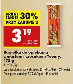 Biedronka Bagietka do opiekania z masłem i czosnkiem Yeemy, 175 g oferta