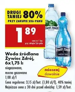 Biedronka Woda źródlana Żywiec Zdrój 6x1,75 l oferta