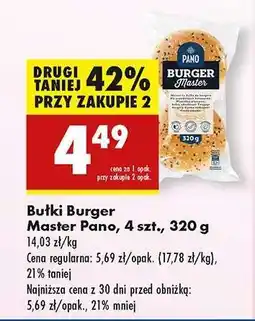 Biedronka Bułki Burger Master Pano, 4 szt., 320 g oferta