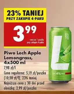 Biedronka Piwo Lech Apple Lemongrass, 4x500 ml oferta