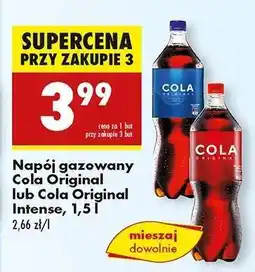 Biedronka Napój gazowany Cola Original lub Cola Original Intense, 1,5 l oferta