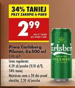Biedronka Piwo Carlsberg Pilsner 6x500 ml oferta