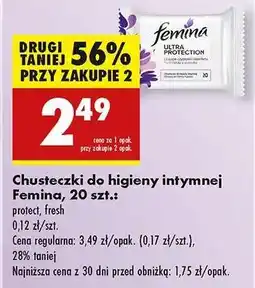Biedronka Chusteczki do higieny intymnej Femina 20 szt oferta