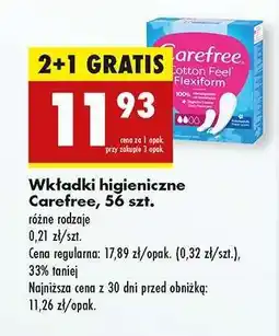 Biedronka Wkładki higieniczne Carefree 56 szt oferta