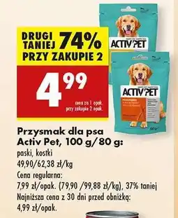 Biedronka Przysmak dla psa Activ Pet, 100 g/80 g oferta