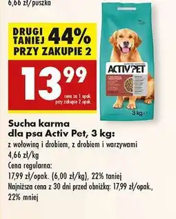 Biedronka Sucha karma dla psa Activ Pet 3 kg oferta