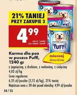 Biedronka Karma dla psa w puszce Puffi, 1240 g oferta