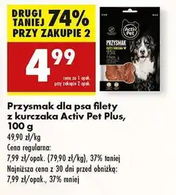 Biedronka Przysmak dla psa filety z kurczaka Activ Pet Plus 100 g oferta