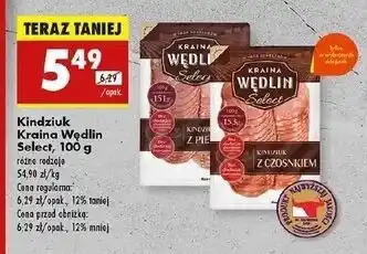Biedronka Kindziuk z czosnkiem Kraina Wędlin Select oferta