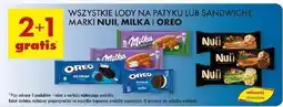 Biedronka Lody na patyku lub sandwich Nuii, Milka, Oreo oferta