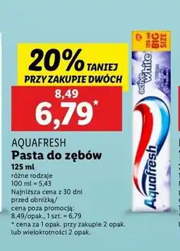Lidl Pasta do zębów Aquafresh Active White oferta