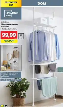 Lidl Wieszak teleskopowy na ubrania 52-80 x 233-300 27 cm Livarno Home oferta
