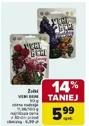 Carrefour Żelki owocowe 100% malinowe paski Veri Beri oferta