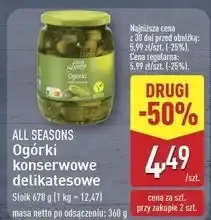 ALDI Ogórki konserwowe All Seasons oferta