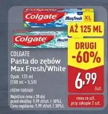 ALDI Pasta do zębów crystal mint Colgate Max White oferta