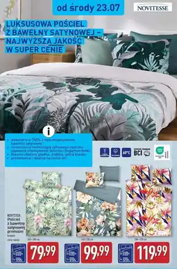 ALDI Komplet pościeli bawełnianej satynowej premium 200 x 220 cm + 2 70 80 Novitesse oferta