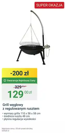 ERLI Grill węglowy z regulowanym rusztem oferta