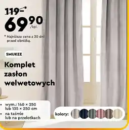 Biedronka SMUKEE Komplet zasłon welwetowych oferta