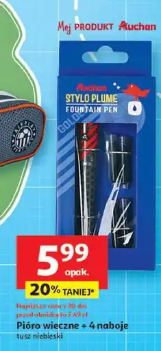 Auchan Pióro wieczne + naboje niebieskie Auchan oferta