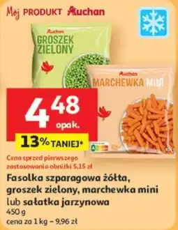 Auchan Fasolka szparagowa żółta, groszek zielony, marchewka mini lub sałatka jarzynowa oferta