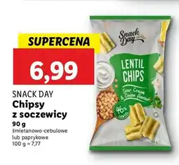 Lidl Chipsy Snack Day z soczewicy, śmietanowo-cebulowe, paprykowe oferta