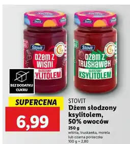 Lidl Dżem Stovit 50% owoców z ksylitolem, wiśnia, truskawka, morela, czarna porzeczka oferta
