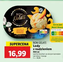 Lidl Lody Bon Gelati z nadzieniem wanilia bourbon ze złonym karmelem lub kokos i mango oferta