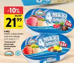 Intermarche Lody śmietankowe-owoce leśne-malina-czekolada Koral 4 Maxi Smaki oferta