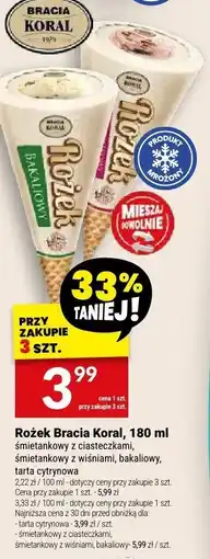 Twój Market Rożek śmietankowy z ciasteczkami, śmietankowy z waflem, bakalowy, tarta cytrynowa Koral oferta