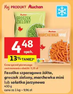 Auchan Warzywa fasola szparagowa żółta/groszek zielony/marchewka mini/sałatka jarzynowa Auchan oferta